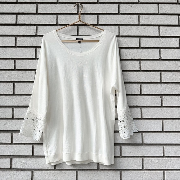 NWT Talbots Cream Ivory 3/4 Sleeve Sweater Lace Cuff Detail - Picture 1 of 10